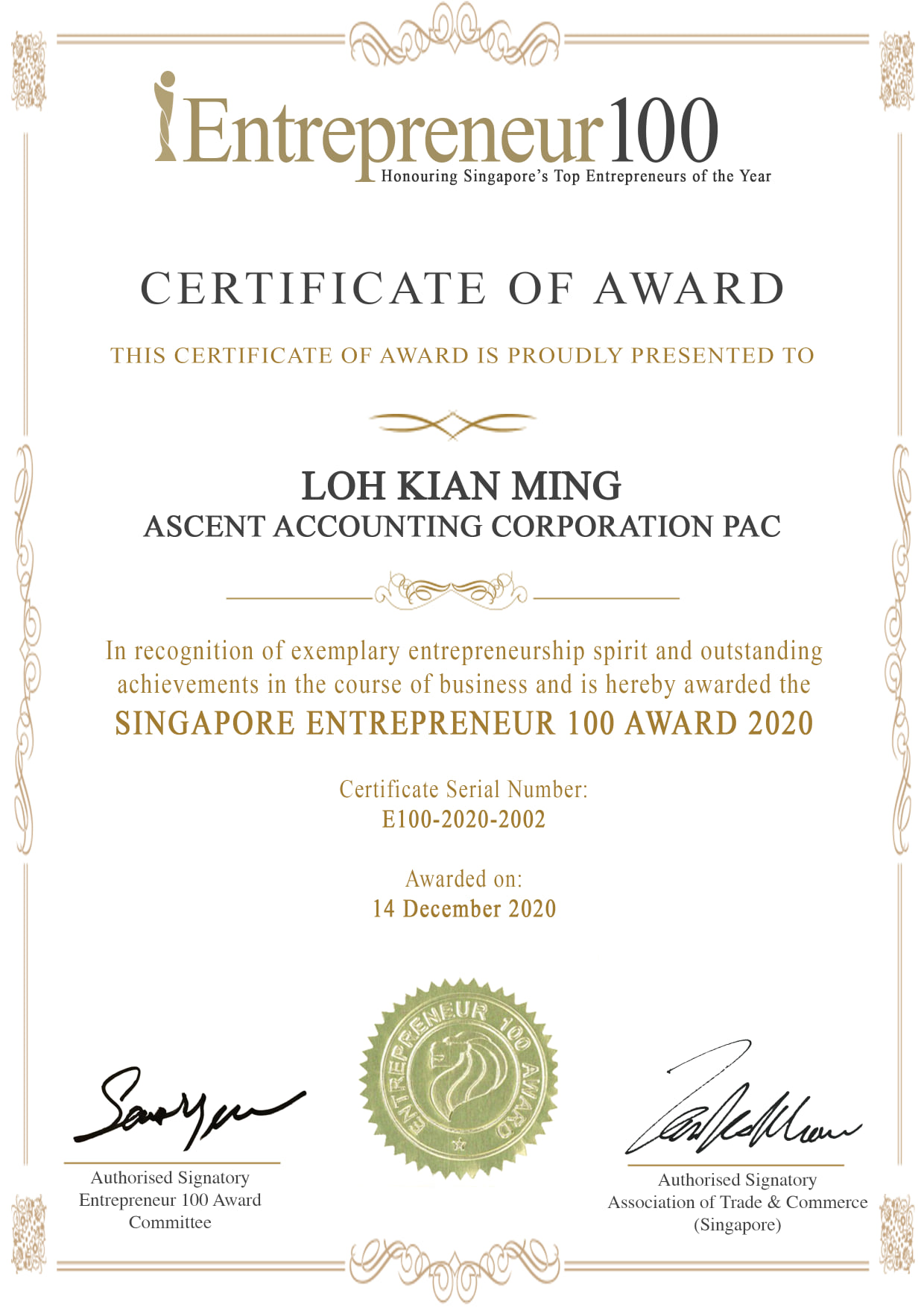 Honor and Award DTL Accounting Firm in Johor Bahru